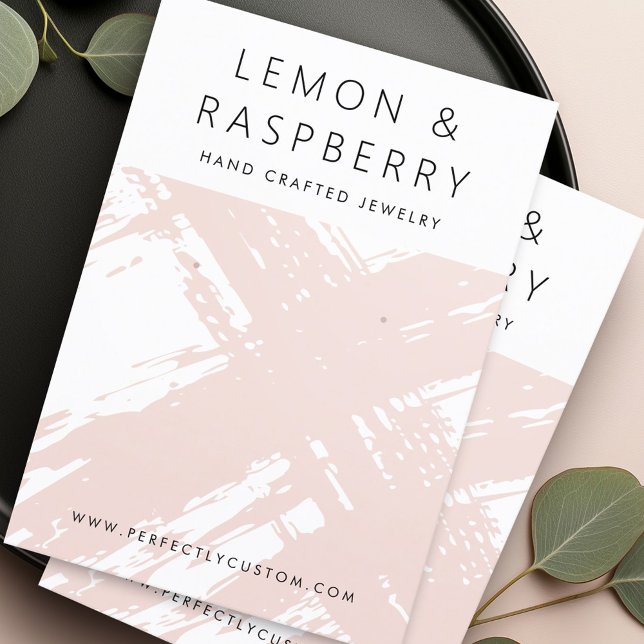 Moderne, hellrosa Pinselstriche Ohrkarte Visitenkarte (Modern light blush pink brushstrokes earring card)