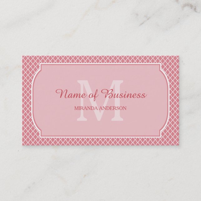 Moderne, hellrosafarbene Folie mit Namen Visitenkarte (Vorderseite)