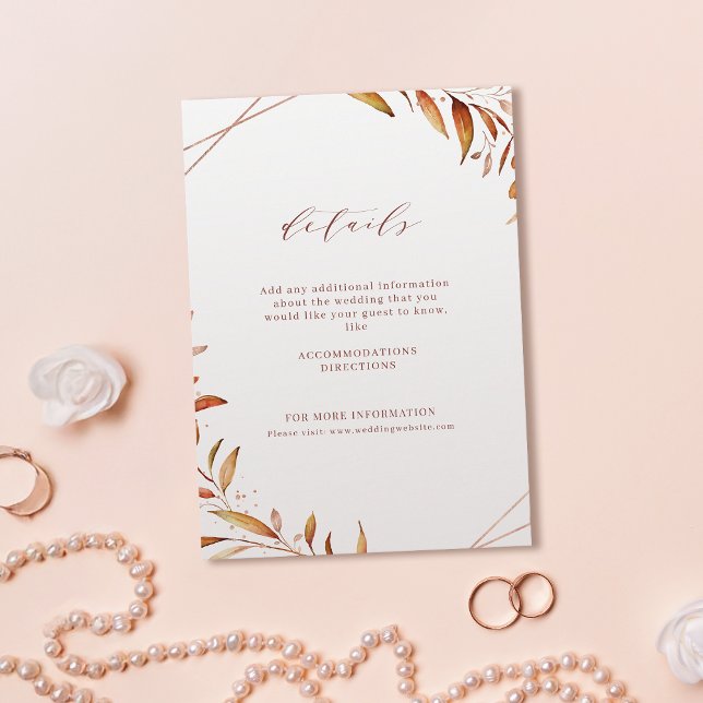 Moderne Herbgreenerie Geometrische rustikale Hochz Begleitkarte (Modern Fall Greenery Geometric Rustic Wedding Enclosure Card)