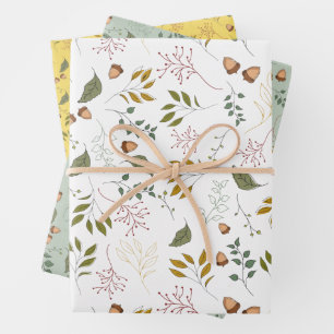 Moderne Herbst-Acorn und Herbstuntergänge Geschenkpapier Set