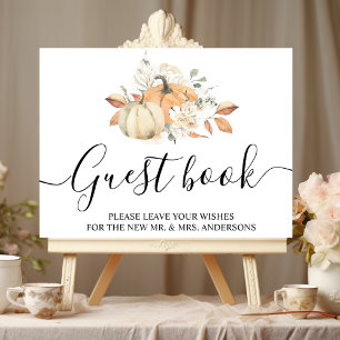 Moderne Herbst-Aquarell-Kürbisse und Blumen  Poster