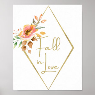 Moderne Herbst-Blumen-Hochzeit verlieben Sie sich  Poster