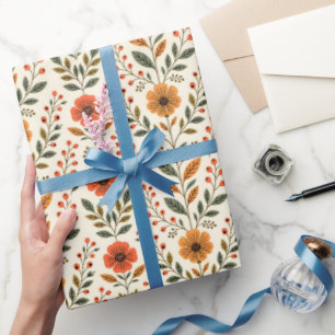 Moderne Herbst Botanische Florale Erdtöne  Geschenkpapier