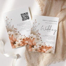 Moderne Herbst Florals Script QR Code Hochzeit