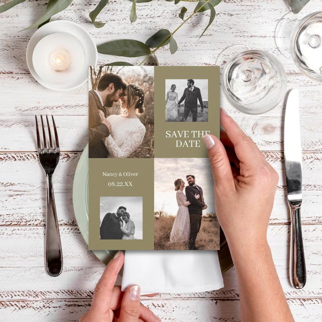 Moderne Herbst-Foto-Collage Save the Date Hochzeit Einladung (Von Creator hochgeladen)