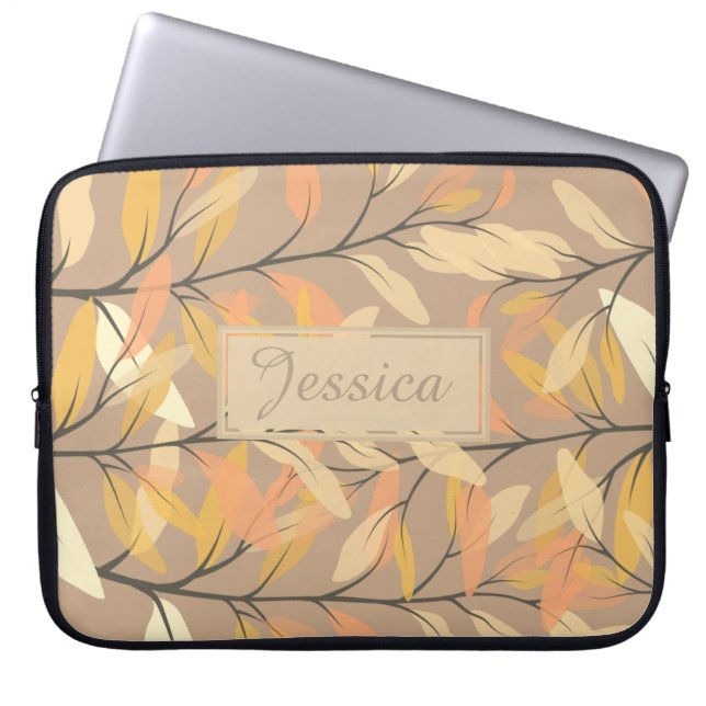 Moderne Herbst-Herbstlaube Muster Personalisiert Laptopschutzhülle (Vorderseite)