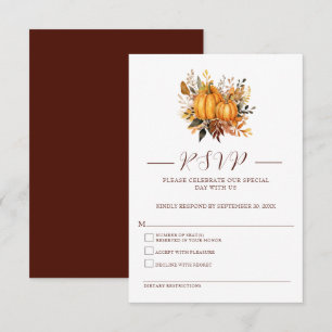 Moderne Herbst-Hochzeit Kürbis-Antwortkarte RSVP Karte
