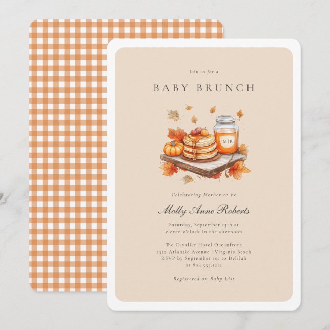 Moderne Herbst Wasserfarbe Babybrunch Einladung (Vorne/Hinten)