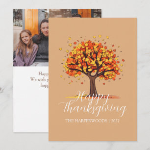 Moderne Herbstbaum-Familien-Dankfest Feiertagskarte