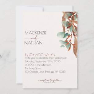 Moderne Herbstblätter Einladung zur Hochzeit