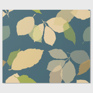 Moderne Herbstblätter mit Blaugrüne Hintergrund Geschenkpapier
