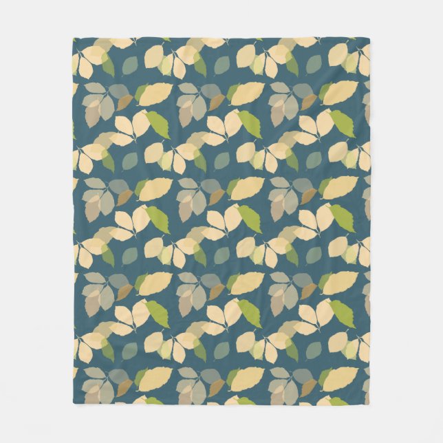 Moderne Herbstblätter mit Türkis Hintergrund Fleecedecke (Vorderseite)