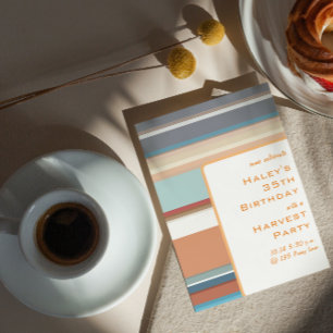 Moderne Herbsternte 35. Geburtstag Farbige Streife Einladung