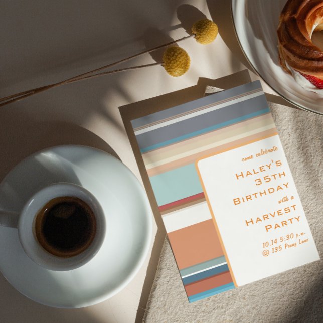 Moderne Herbsternte 35. Geburtstag Farbige Streife Einladung (Von Creator hochgeladen)