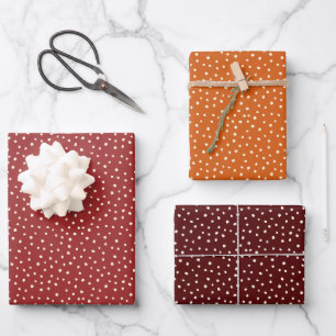 Moderne Herbstfarben Polka Dot Fall Geschenkpapier Set