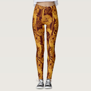 Moderne Herbstgeometrische Blumengestaltung Leggings