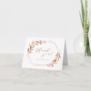 Moderne Herbstgrün Geometrische Rustikale Hochzeit Dankeskarte