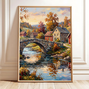 Moderne Herbstlandschaftskunst Leinwanddruck Poster