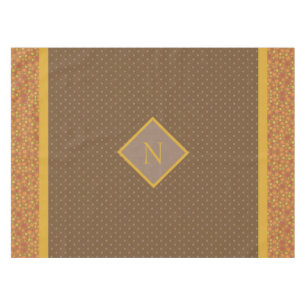 Moderne Herbstlaub Monogram Polka Dot Tischdecke