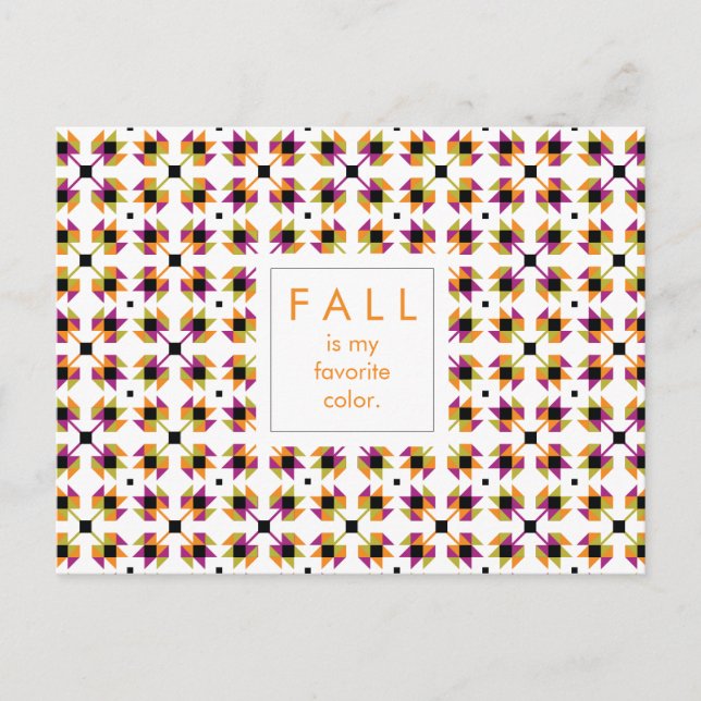 Moderne Herbstlaub Quilt Pattern Postkarte (Vorderseite)