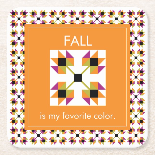 Moderne Herbstlaub - Quiltmuster Rechteckiger Pappuntersetzer (Vorderseite)
