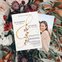 Moderne Herbstlaube Ampersand einfaches Foto Hochz