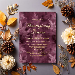 Moderne Herbstlaube Erntedank Dinner Party Gold Folieneinladung