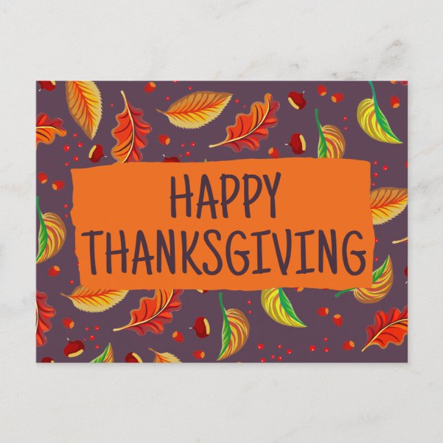 Moderne Herbstleaves Kastanien Fall Erntedank Postkarte (Vorderseite)