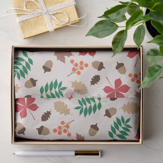 Moderne Herbstleeves und Acorns-Muster Seidenpapier (Geschenk)