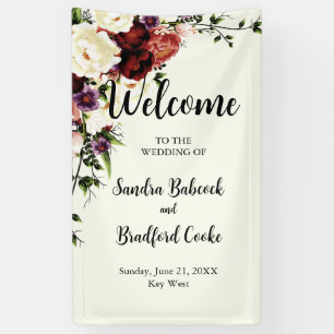 Moderne herbstliche Blumenehe Begrüßungsschild Banner