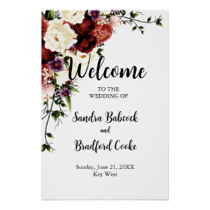 Moderne herbstliche Blumengrußkarte zur Hochzeit Poster