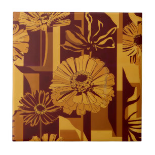 Moderne herbstliche geometrische Blumengestaltung Fliese