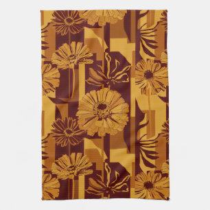 Moderne herbstliche geometrische Blumengestaltung Geschirrtuch