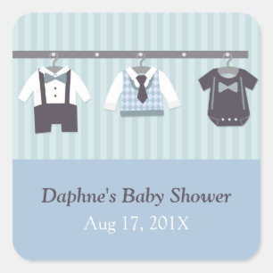 Moderne Herren-Baby-boy-Shower-Party Quadratischer Aufkleber