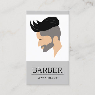 Moderne Herrenfrisur Illustration Grauer Barbier Visitenkarte