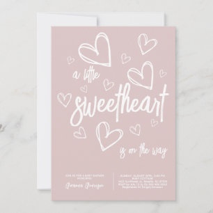 Moderne Herz Baby Shower für Mädchen in Rosa Einladung