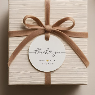 Moderne Herz-Kalligrafie-Hochzeit Danke Geschenkanhänger