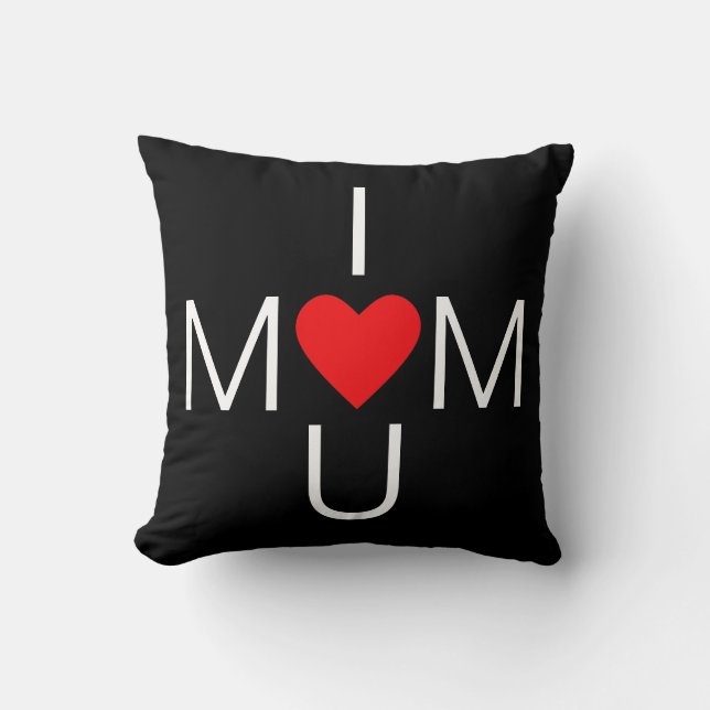 Moderne Herz Mama Liebe auf schwarz Kissen (Vorderseite)