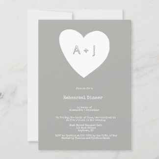 Moderne Herz-Monogramm-Probe-Dinner-Einladungen Einladung