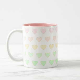 Moderne Herz-Muster in Pastellfarben auf Weiß Zweifarbige Tasse
