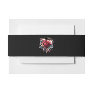 Moderne Herz-Rose-Hochzeit- Einladungsbanderole