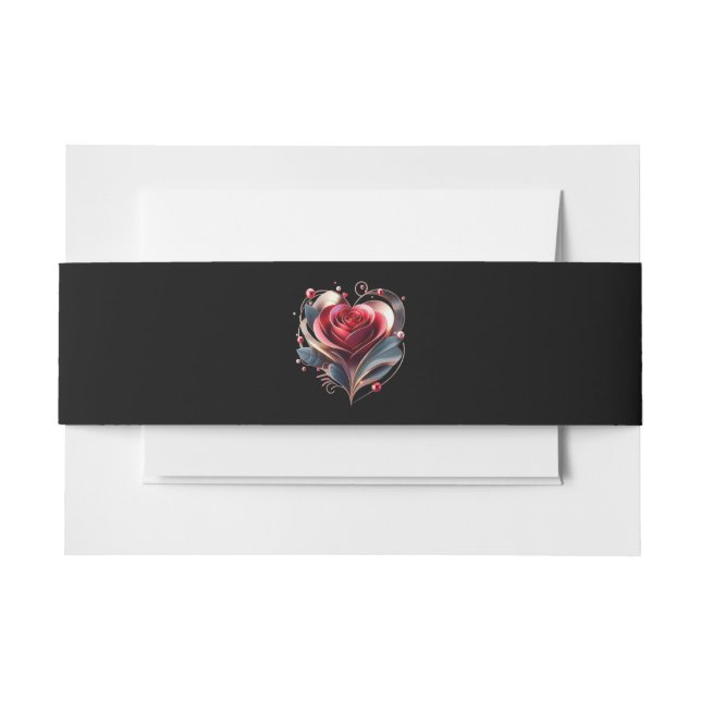 Moderne Herz-Rose-Hochzeit- Einladungsbanderole (Vorderseite Beispiel)