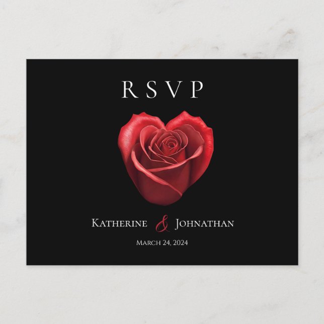 Moderne Herz-Rote Rose-UAWG-Hochzeit- Postkarte (Vorderseite)
