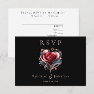 Moderne Herz-Shaped-Rose-Hochzeit RSVP Karte