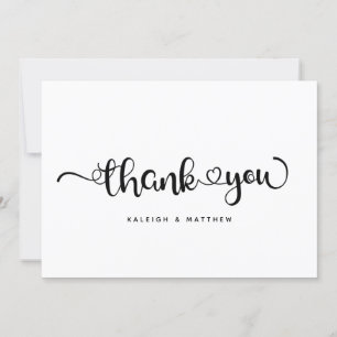 Moderne Herzen Brush Schrift Moderne Hochzeit Dankeskarte