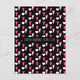 Moderne Herzen Gemustert Valentinstag Postkarte