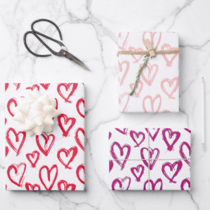Moderne Herzen Geschenkpapier Set