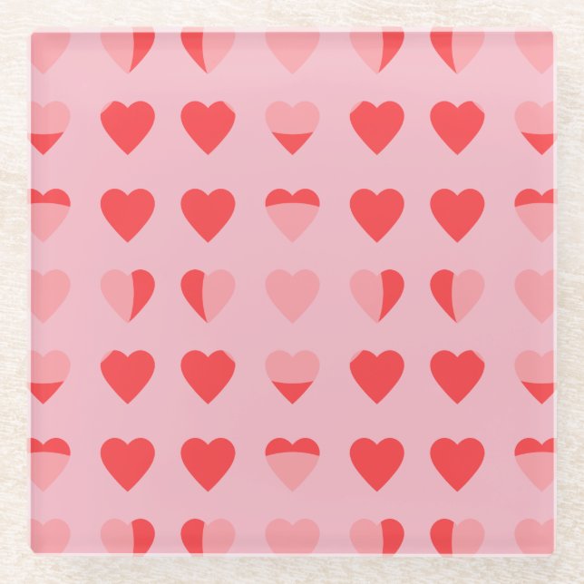 Moderne Herzen Glasuntersetzer (Vorderseite)