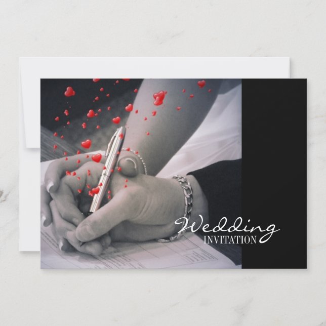 Moderne Herzen Lovers Las Vegas Hochzeit Einladung (Vorderseite)