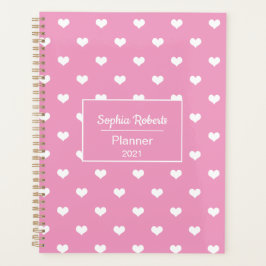 Moderne Herzen Muster rosa personalisiert Planer